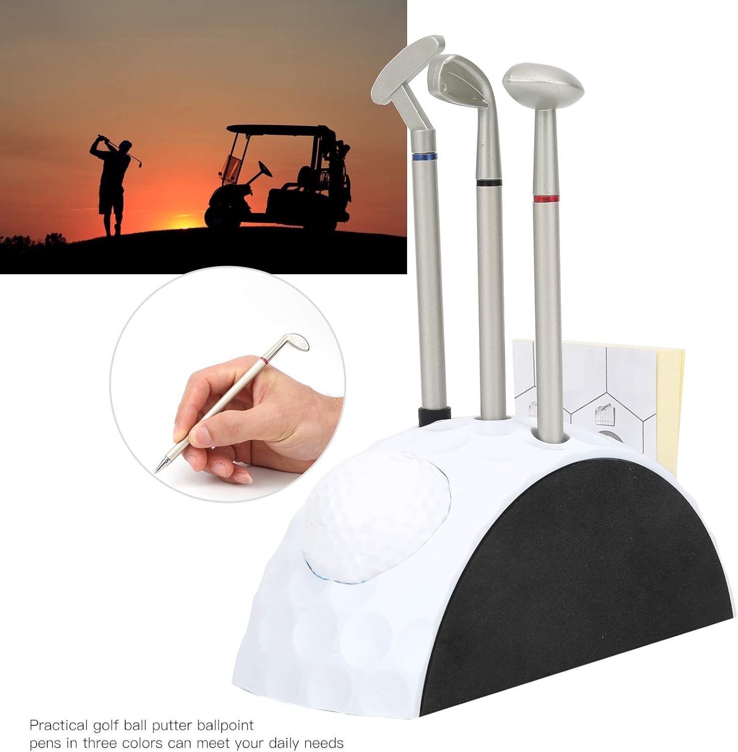 Keenso Pen Set,Mini Stand, Putter Pen,Tabletop Decoration,with 3Pcs Pens,for Any Golfer,Novelty Gifts, Souvenirs
