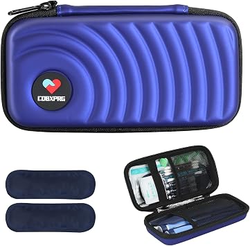 CDBXPRG Insulin Cooler Travel Case,Diabetic Cold Pack Organizer Bag with 2 Reusable Ice Packs for Insulin Pen and Other Medication Diabetic Supplies Purple
