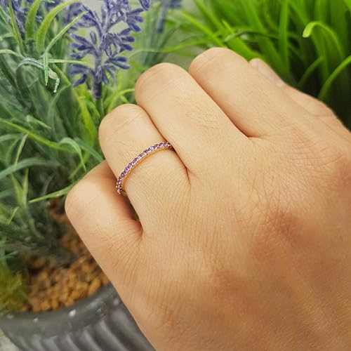 Miniatura 6 de Dazzlingrock Collection Anillo de boda elegante con piedras preciosas o diamantes redondos para mujer en oro macizo