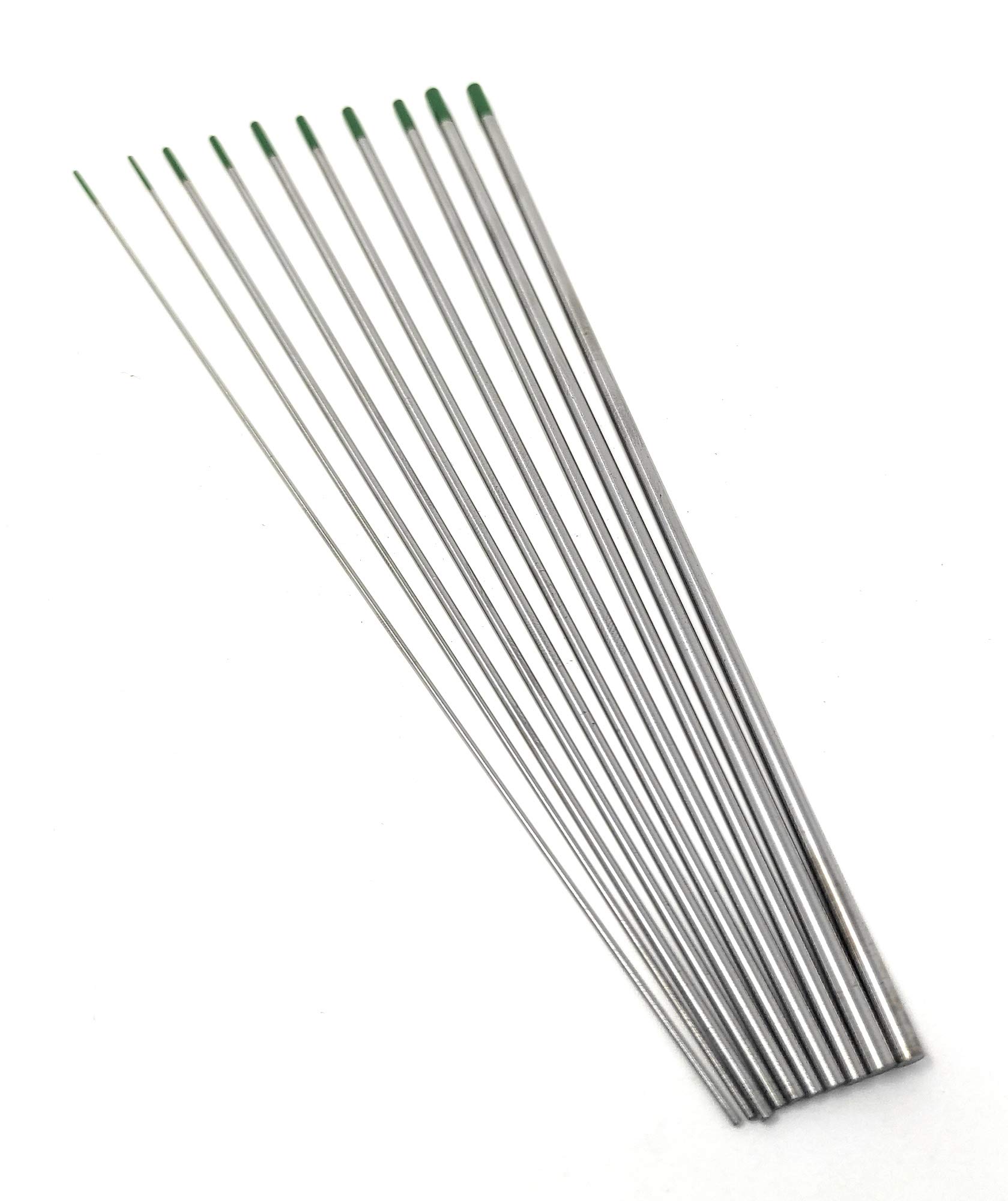 Soudage TIG ELCAN Tungstens Pure green WP professional, 1.0 1.6 2.0 2.4 3.2 mm Électrodes de soudage au chalumeau TIG, 10 unités - Dimensions: 1.0/1.6/2.0/2.4/3.2 x 175mm