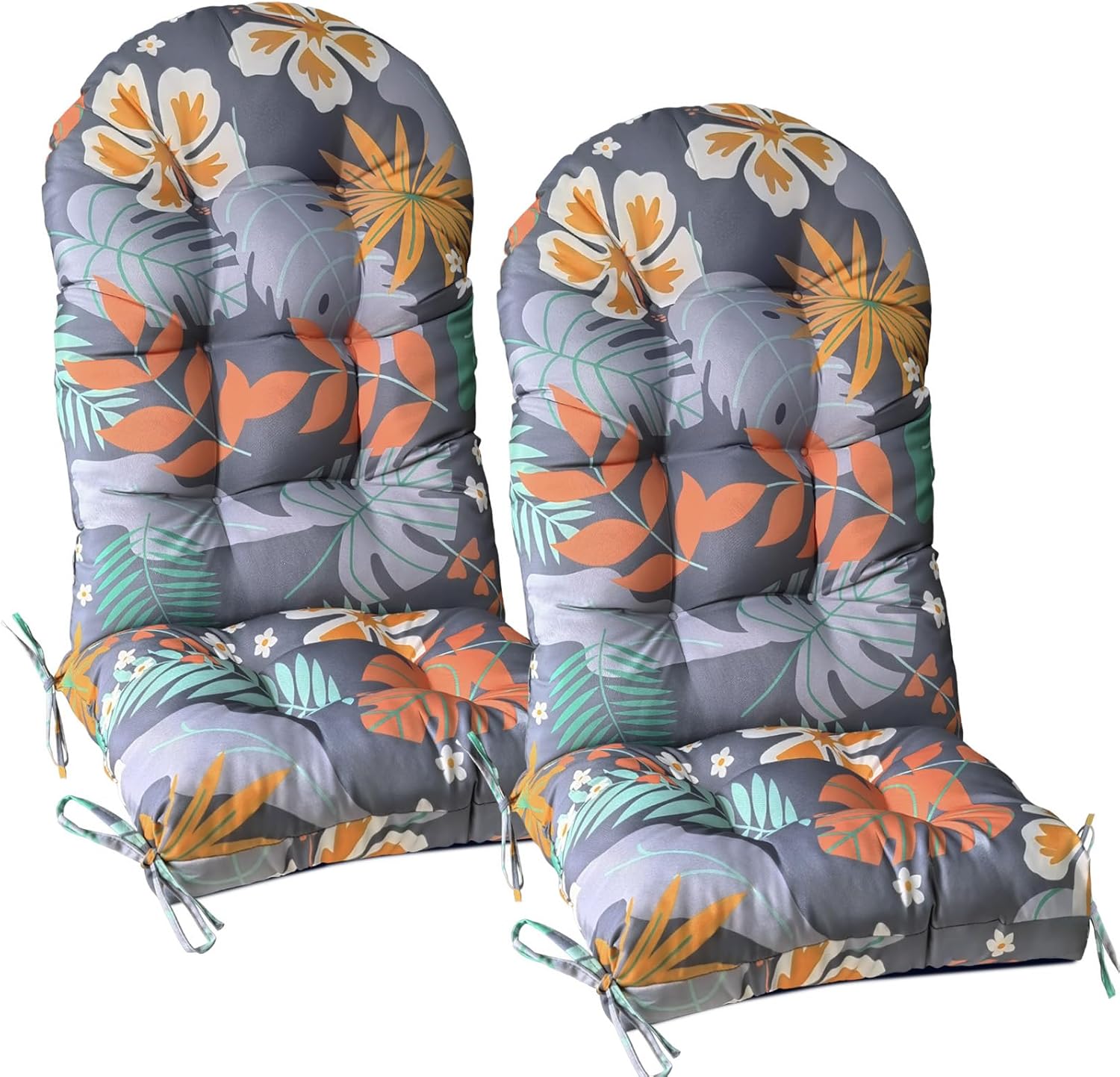 Gnostik 2 Pcs Outdoor Adirondack Chair Cushion 46.2x19.2x4 in, Floral Waterproof Indoor/Outdoor Thicken Larger High Back Outdoor Chair Cushions Lounge Cushion Replacement Cushions for Patio Furniture