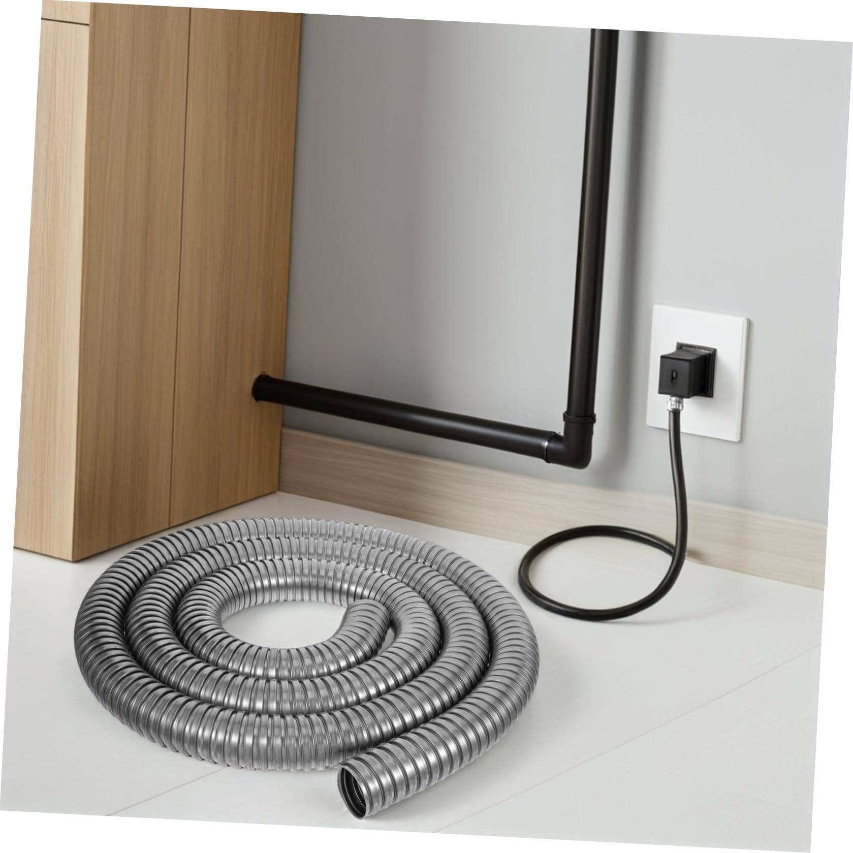 CALLARON Tubo Flessibile per Condotti Elettrici in Acciaio Inox 304 da 38mm, Guaina Protettiva Antiruggine per Cavi, Resistente alle Intemperie, per Cablaggio in Garage e Uso Esterno, 3