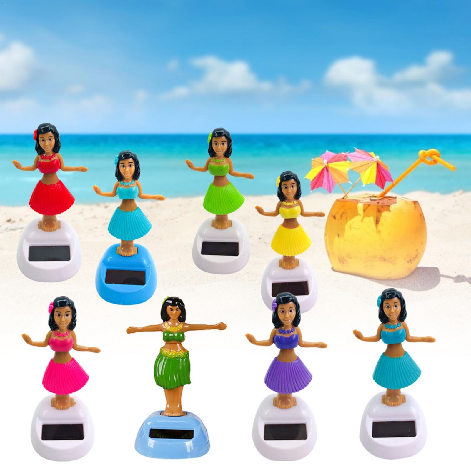 Figura Solar De Baile, Coche Posando De Niña Hawaiana, Bailarina Hawaiana En Movimiento para Coche, Decoración De Columpio De Salpicadero De Chica Hawaiana Coche, Decoración Interior del Coche