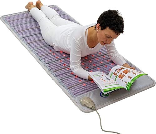 Miniatura 8 de HealthyLine Almohadilla térmica de infrarrojo lejano platino – Alfombrilla de cuerpo completo para dolor de espalda – Piedras preciosas de cristal