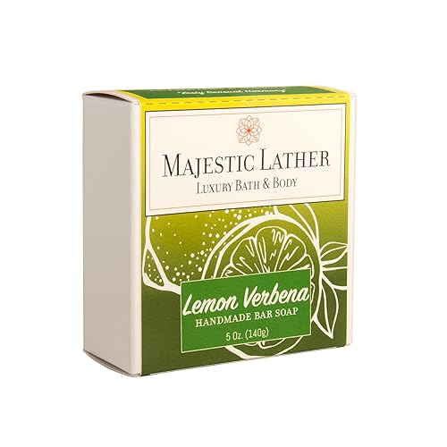 Miniatura 10 de Majestic Lather Jabón en barra hecho a mano de lujo Lemon para rostro y cuerpo, limpieza suave y exfoliante. Hidratante y nutritiva, manteca de