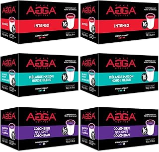 Café Agga Keurig Coffee Pods - Variety pack - Recyclable, BPA-Free, Kosher, Certified 100% Arabica - Compatible K-Cups for Single Serve Cups & Brewers - 6 boxes of 16 K-Cups (96 Pods)