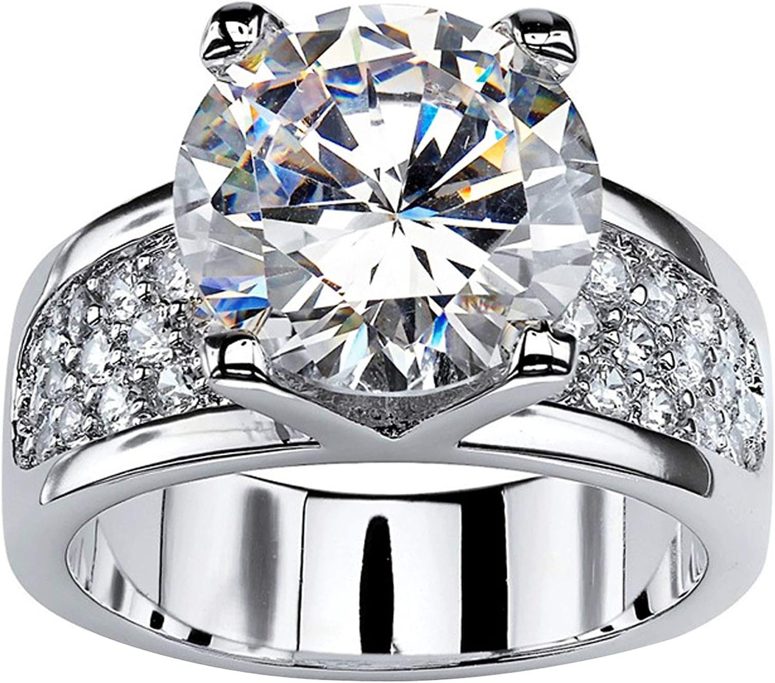 925 Sterling Silver Shiny Gem Ring Cubic Zirconia Rings CZ Diamond Multi Row Ring Eternity Engagement Wedding Band Ring for Women