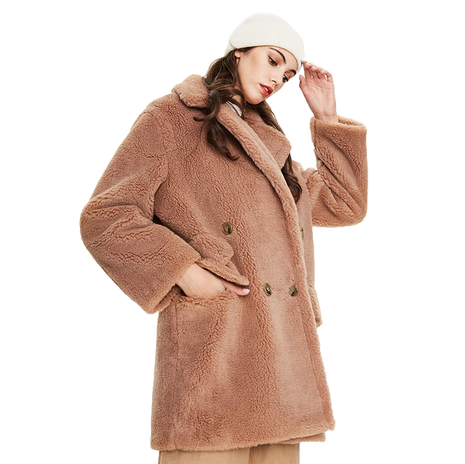 Quilted Jacket Lucky Faux Shearling Mid Jacket Mid Length Teddy