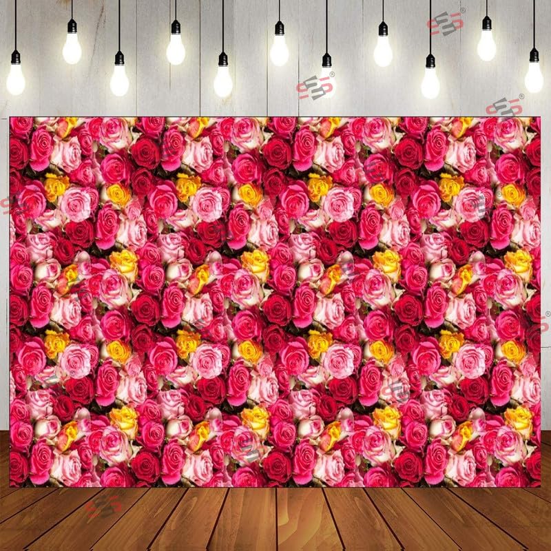 Image of S2S Rose Pry Backdrop Cloth for Pooja Decoration Traditional, Background Decoration Cloth | Curtain Cloth for All Festival, Functions & Ceremonies - (5 x 8 Feet) (Rose PRY)