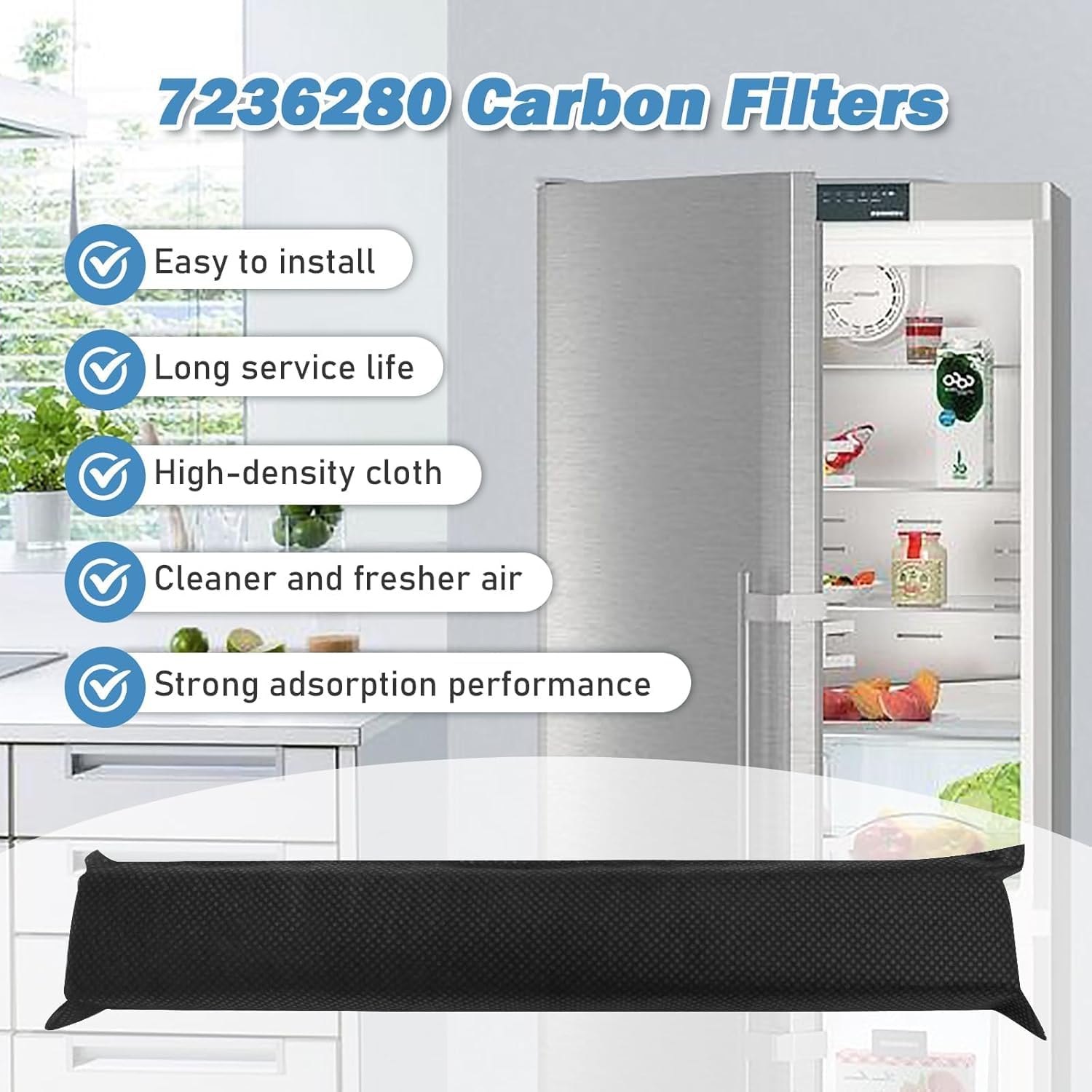 7236280 Active Air-Clean Filter Compatible with Miele Refrigerator, 4-Pack Odor-Absorbing Active AirClean Carbon Refrigerator Filter