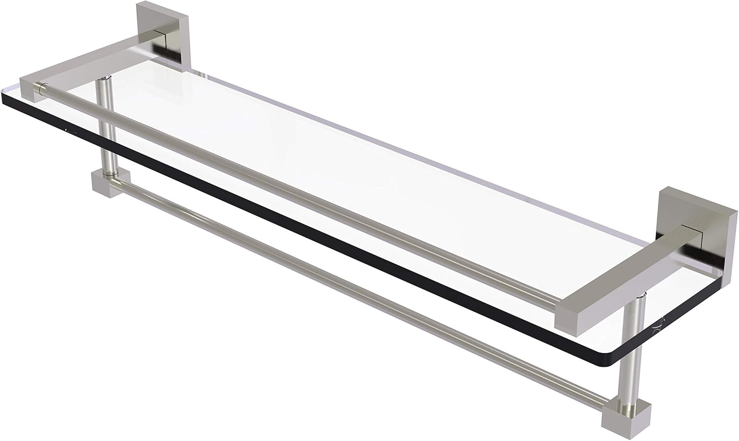 Allied Brass MT-1-22TB-GAL Montero Collection 22 Inch Gallery Towel Bar Glass Shelf, Satin Nickel