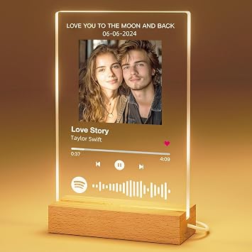 Spotify Plaque Personalised Gifts for Him Her - Spotify Picture Frame Customised Gifts for Girlfriend Boyfriend - Song Plaque with Picture Gifts for Couples