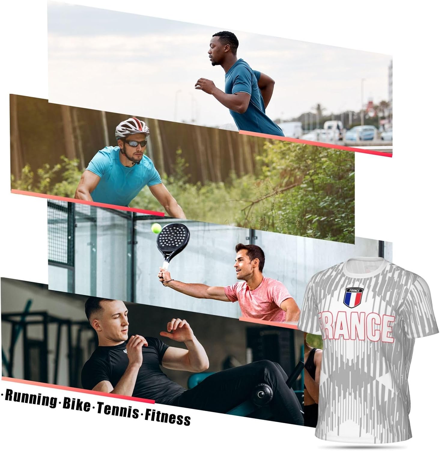 France Team Sports Mesh T-Shirt Jerseys for Running Cycling Soccer Fans Tennis Fitness