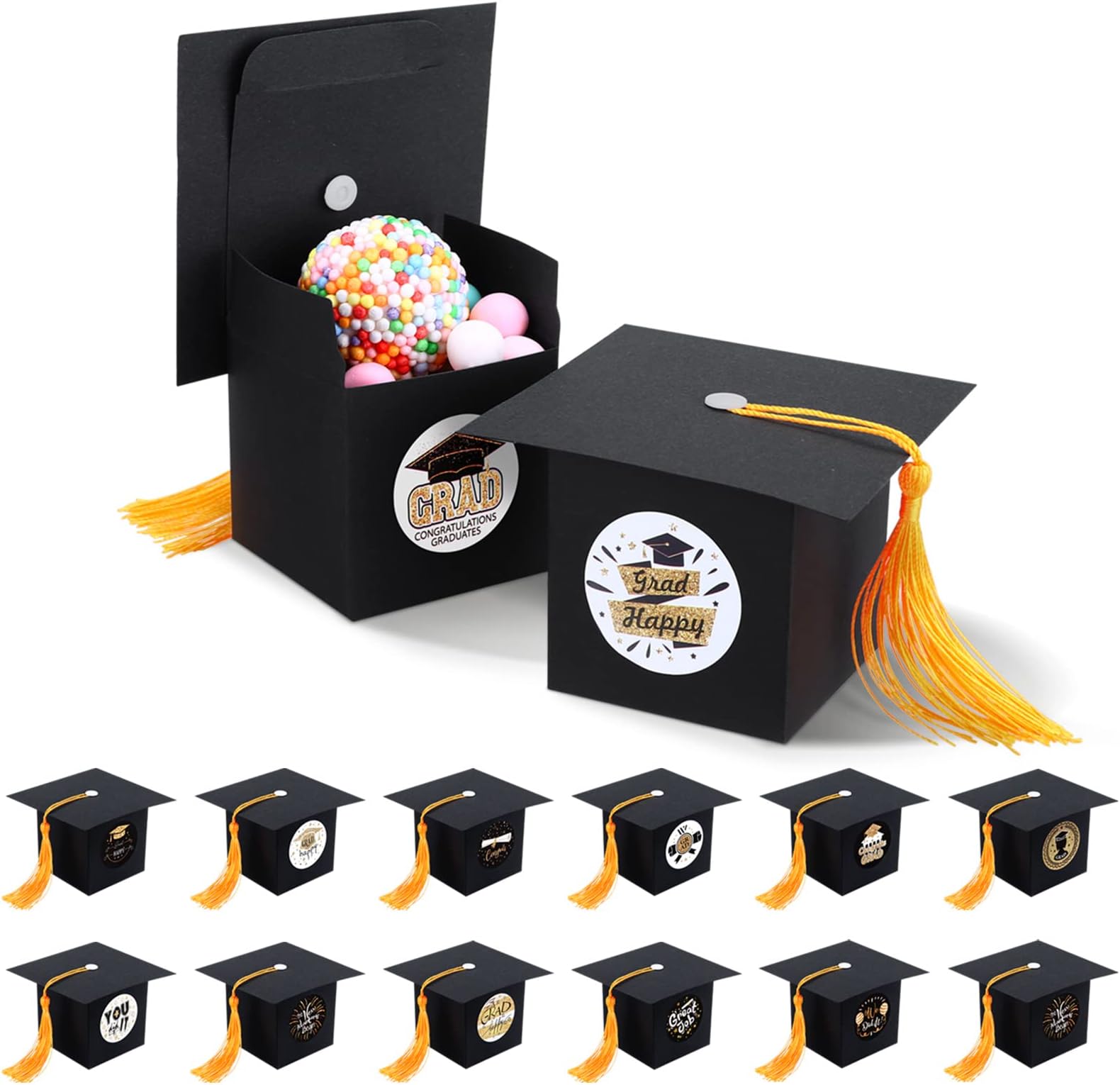 KESOTE 24Pcs Graduation Favour Boxes for Class of 2026, Graduation Gift Boxes With Yellow Tassels Decorations for Grad Party Celebrations