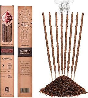8 pcs Wildly Harvested Thick - Natural Sandalwood Olibanum Incense Sticks, 9” Long - Eco Friendly, Incense Sticks (1hr Burning Time) to Heal & Purify Your Body and Surroundings