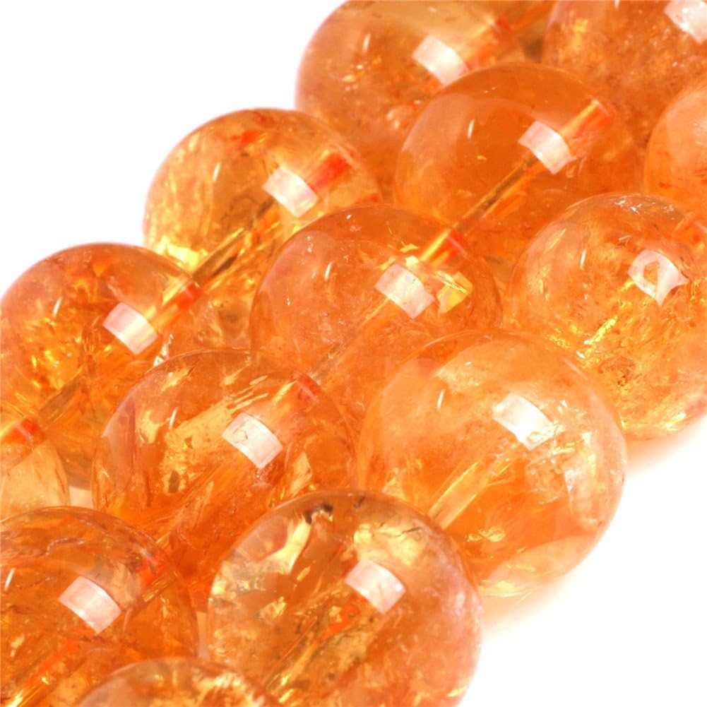 JOE FOREMAN 14mm Yellow Citrine Semi Precious Gemstone Round Loose Beads for Jewelry Making AAA Grade DIY Handmade Craft Supplies 15" 26-28 Pcs