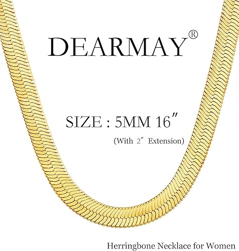 Miniatura 4 de DEARMAY - Collares de oro bañado de 14 quilates para mujer, delicado collar de gargantilla de espiga de oro, collar de serpiente en capas finas,