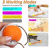 Vista 5 de Cat Toys Interactive Ball with Bird Chirping Centipede Tail,Automatic Fast Rolling Cat Ball,Touch Activated Rechargeable Toys for Bored Indoor Adult