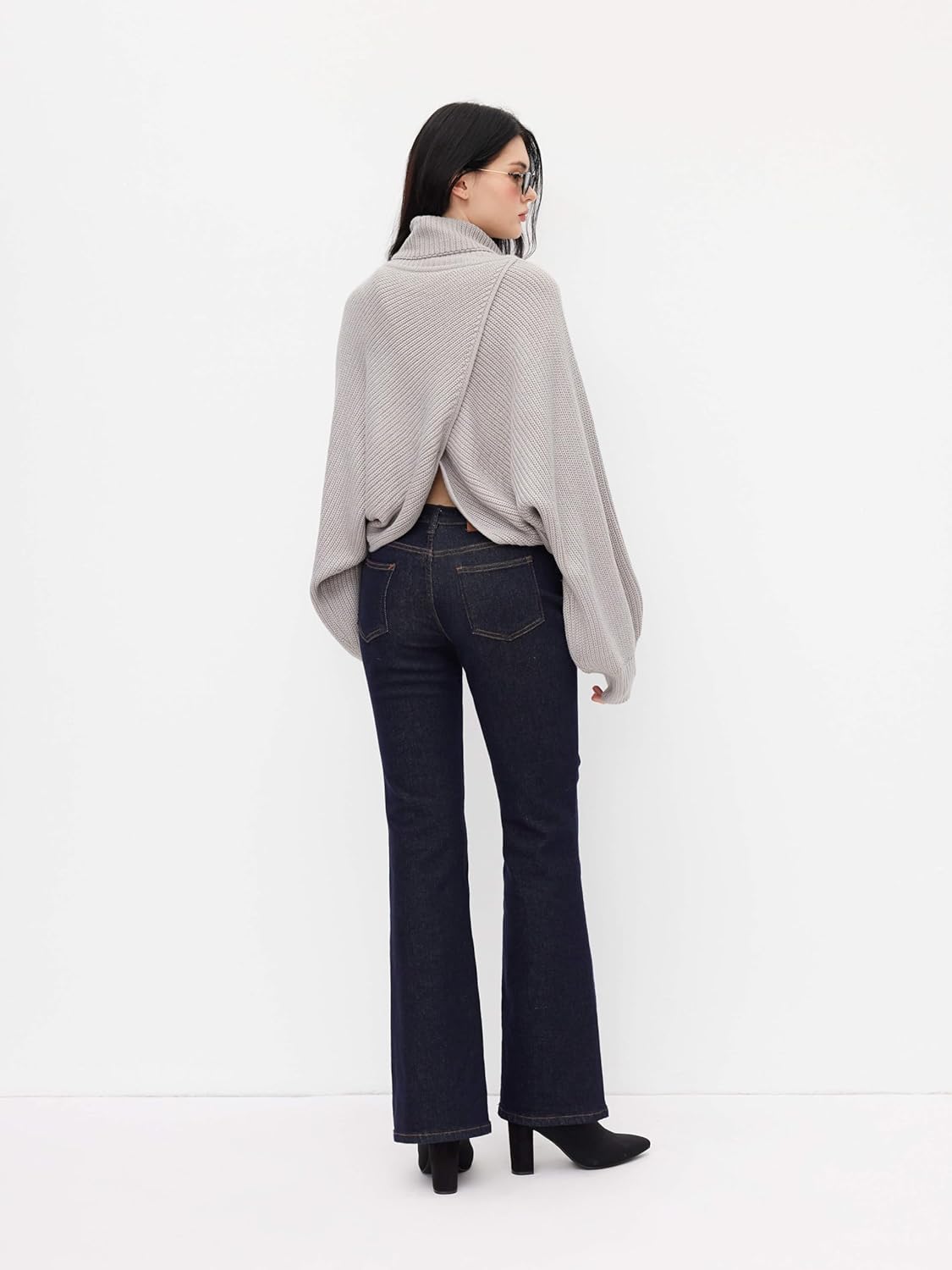 CIDER Cropped Sweaters for Women Turtleneck Sweater Long Sleeve Ribbed Knit Lantern Sleeve Pullover Fall Outfits - Image 3