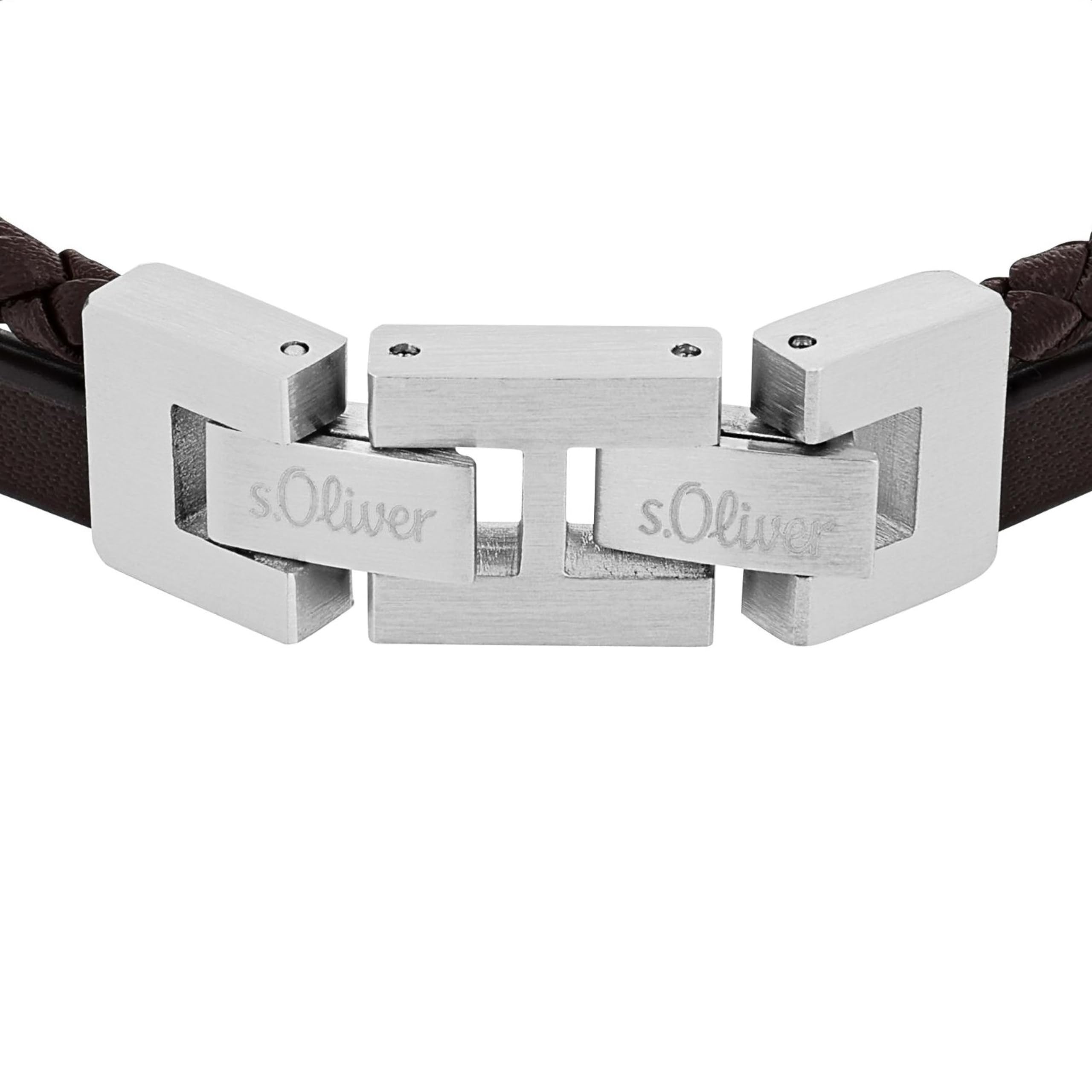 s.Oliver Armband Edelstahl/Leder für Herren, Armschmuck, Kommt in Schmuck Geschenk Box – Ansicht 3