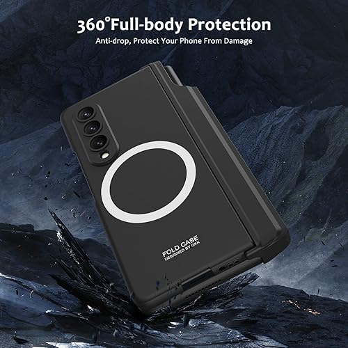 Miniatura 6 de DOOTOO - Funda magnética para Samsung Galaxy Z Fold 3, protección de bisagra con soporte para bolígrafo S, compatible con cargador inalámbrico