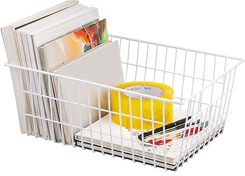 Miniatura 5 de Redrubbit Cestas de almacenamiento de alambre, canastas grandes de metal para congelador con asas para armarios de cocina, despensa, armarios,