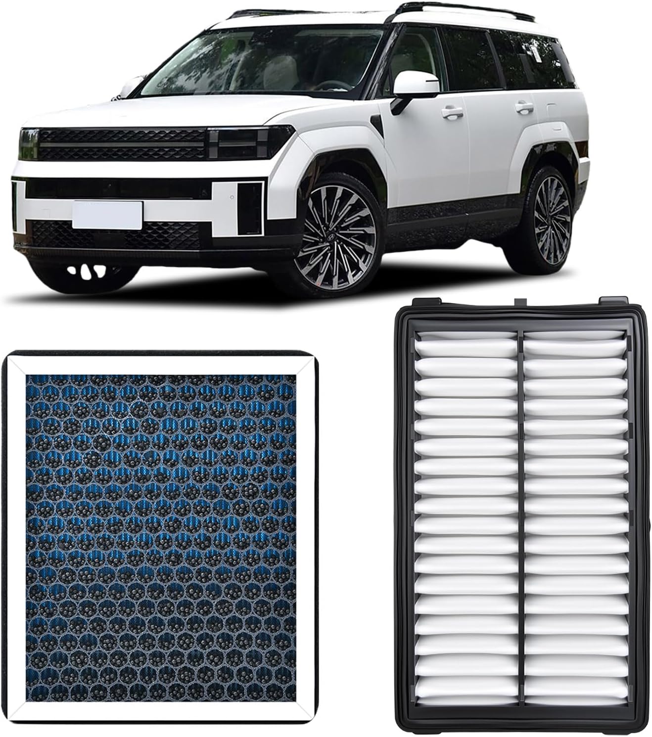 Engine and Cabin Air Filter Compatible with Hyundai Palisade 2025 2024 2023 2022 2021 2020 With Activated Carbon,Replaces WP10080,97133S8000, 28113A9100, CA11943