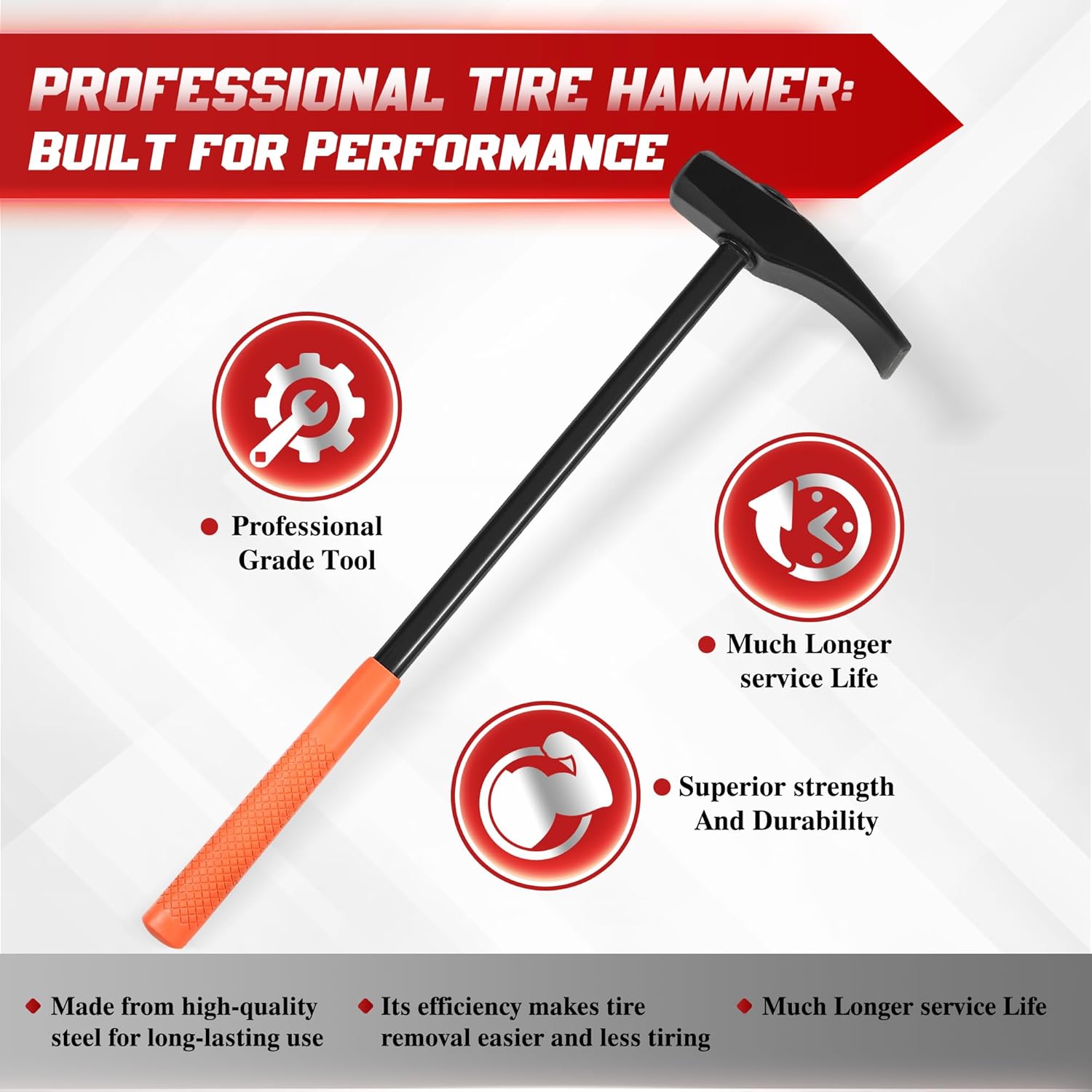 Tire Hammer 35429, 32" Heavy Duty Bead Breaker Tool & Duckbill Tire Iron for Truck, Tractor, Bus, ATV, Aircraft Tire Maintenance and Repair