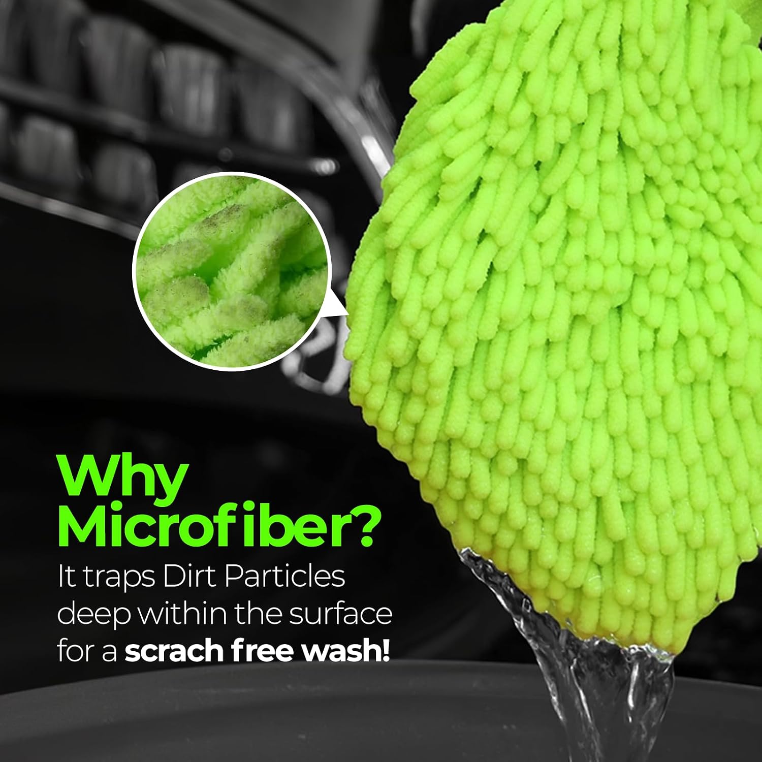 Premium Chenille Car Wash Mitt - Ultra-Soft, Scratch-Free, and Lint-Free Microfiber Mitt for Superior Car Wash Kit, Car Detailing, and Car Cleaning Supplies (2)