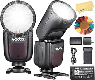 Godox V1 V1-C V1C Round Head Camera Flash for Canon Flash Speedlite Speedlight Light,76Ws 2.4G TTL1/8000 HSS,480 Full Power Shots,1.5s Recycle Time,2600mAh Li-ion Battery,10 Levels LED Modeling Lamp