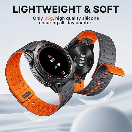 Miniatura 5 de Bandletic Compatible con Garmin Fenix 8 2.008 in 7X 6X 5X Correa de reloj – 1.024 in de ajuste rápido correa magnética de silicona para Fenix 7X 6X