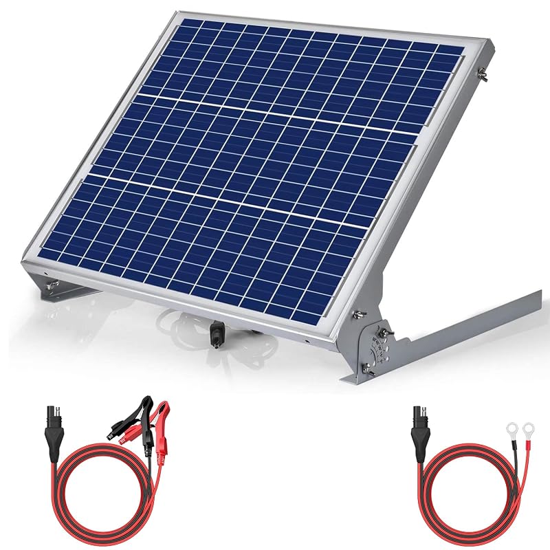 Carregador e mantenedor solar de bateria 12 V 50 W SUNER POWER com controlador MPPT, suporte ajustável e conexão SAE