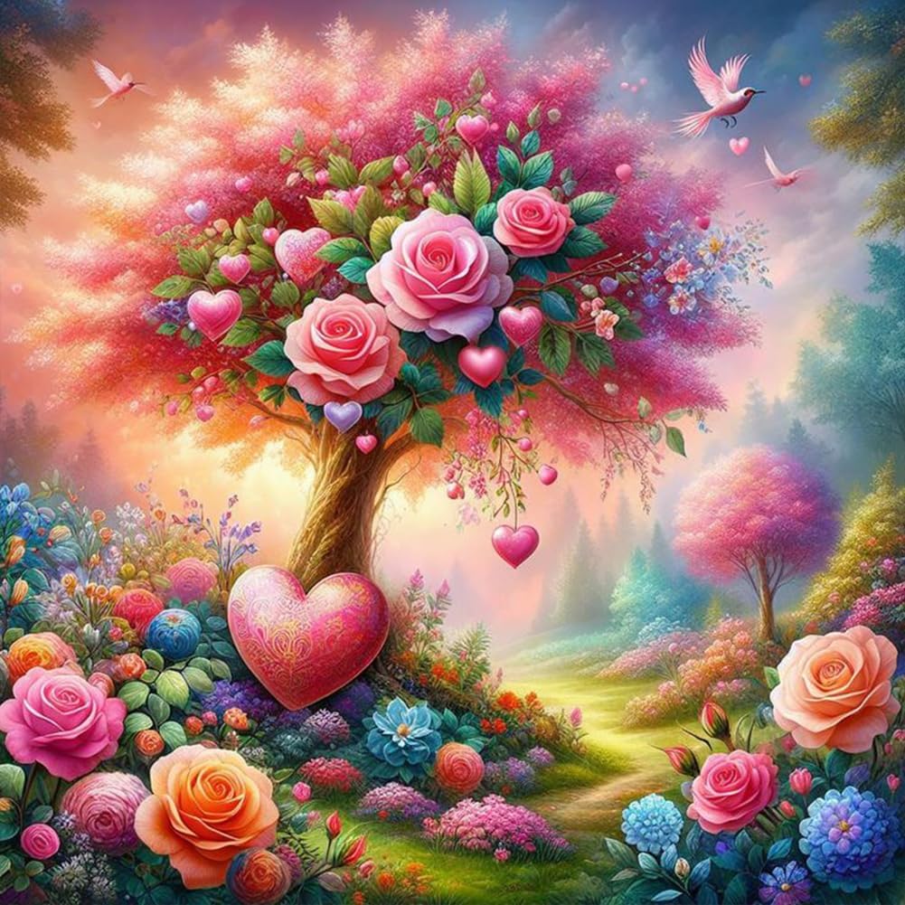 Anuver Rose Diamond Art Kits for Adults, Full Drill Diamond Painting for Beginners, 5D Gem Art for Home Wall Decor, 12x12 Inch