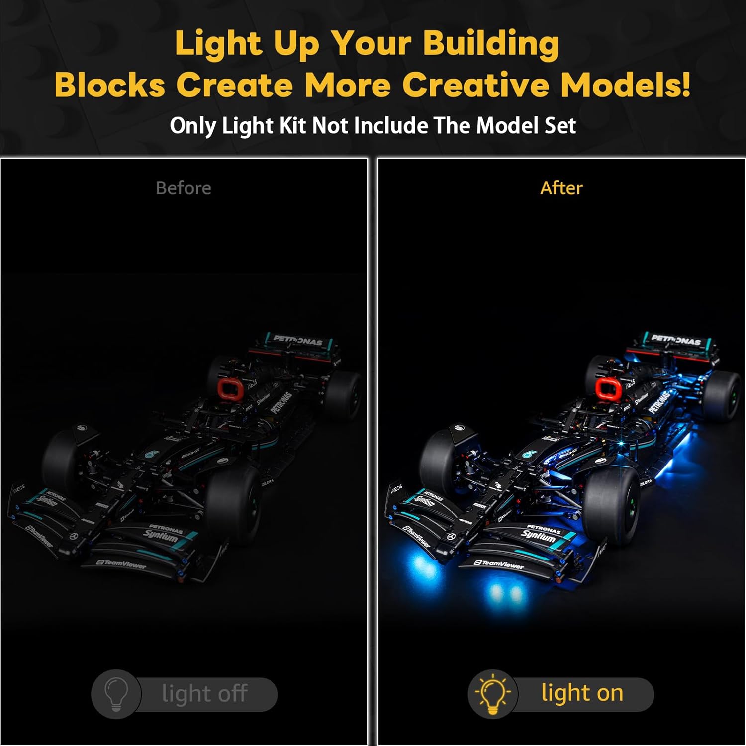 Kyglaring LED Light Kit Compatible with Lego Mercedes-AMG F1 W14 E Performance 42171 Building Blocks, Upgraded Lighting Accessories for 42171 Model Set, Lights Only (Model Not Included)