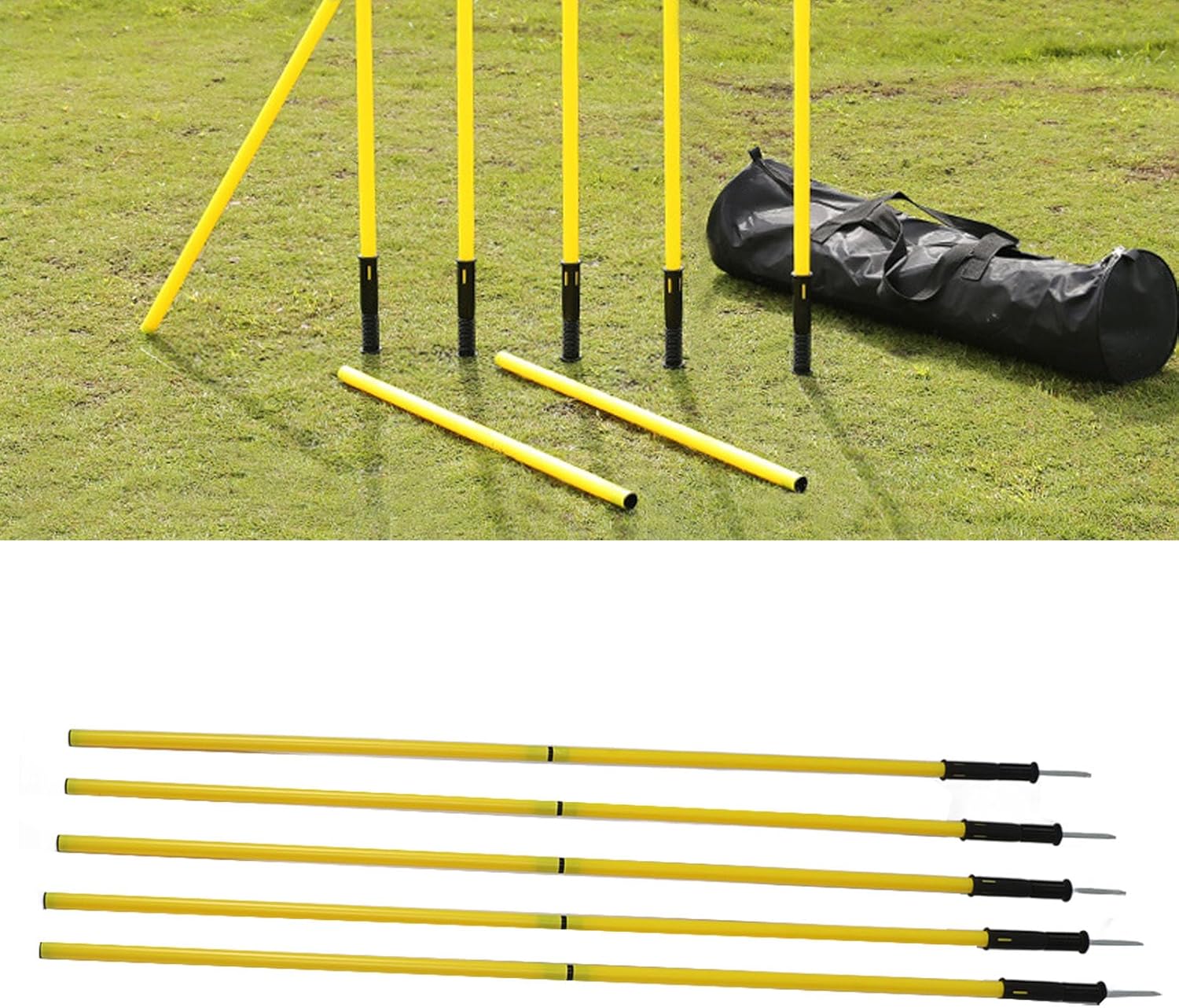Soccer Training Poles, 1.5M Soccer Training Sticks with Base Buckles, Speed and Training Equipment for Soccer and Dog Training