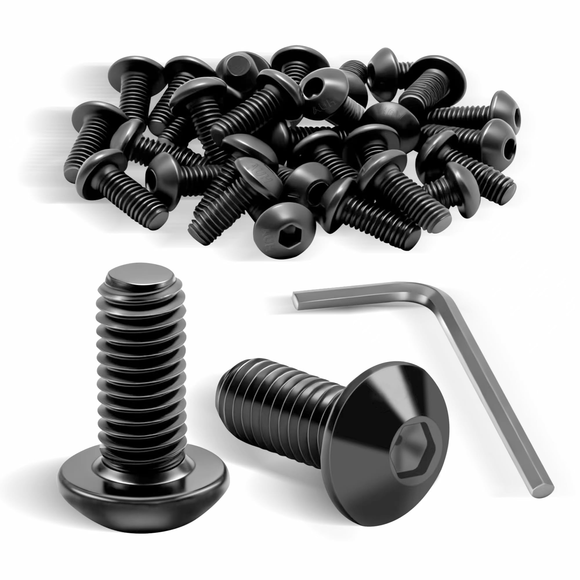 ddckj M5 Bolts M5 x 12mm Button Head Screws 60 Pack Black Socket Screws Allen Bolts Carbon Steel Oxide Full Threads with Hex Spanner