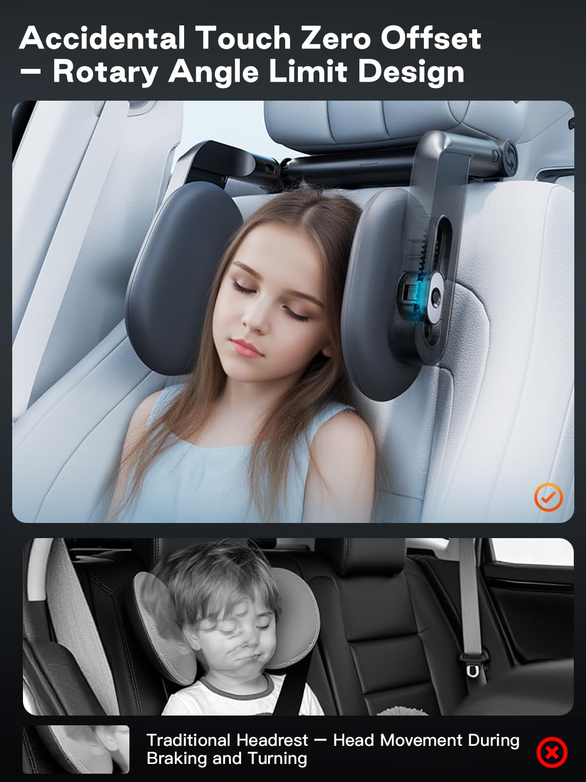 YOHOPE Headrest Car Children Extendable and Removable Neck Support Soft Memory Foam Travel Sleeping Side Cushion Headrest for Car Seats for Adults - Image 3