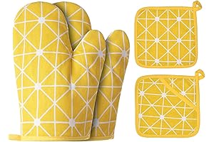 Retro Kitchen Accessories: 4-Piece Oven Mitts and Potholders Set for Nostalgic and Stylish Cooking