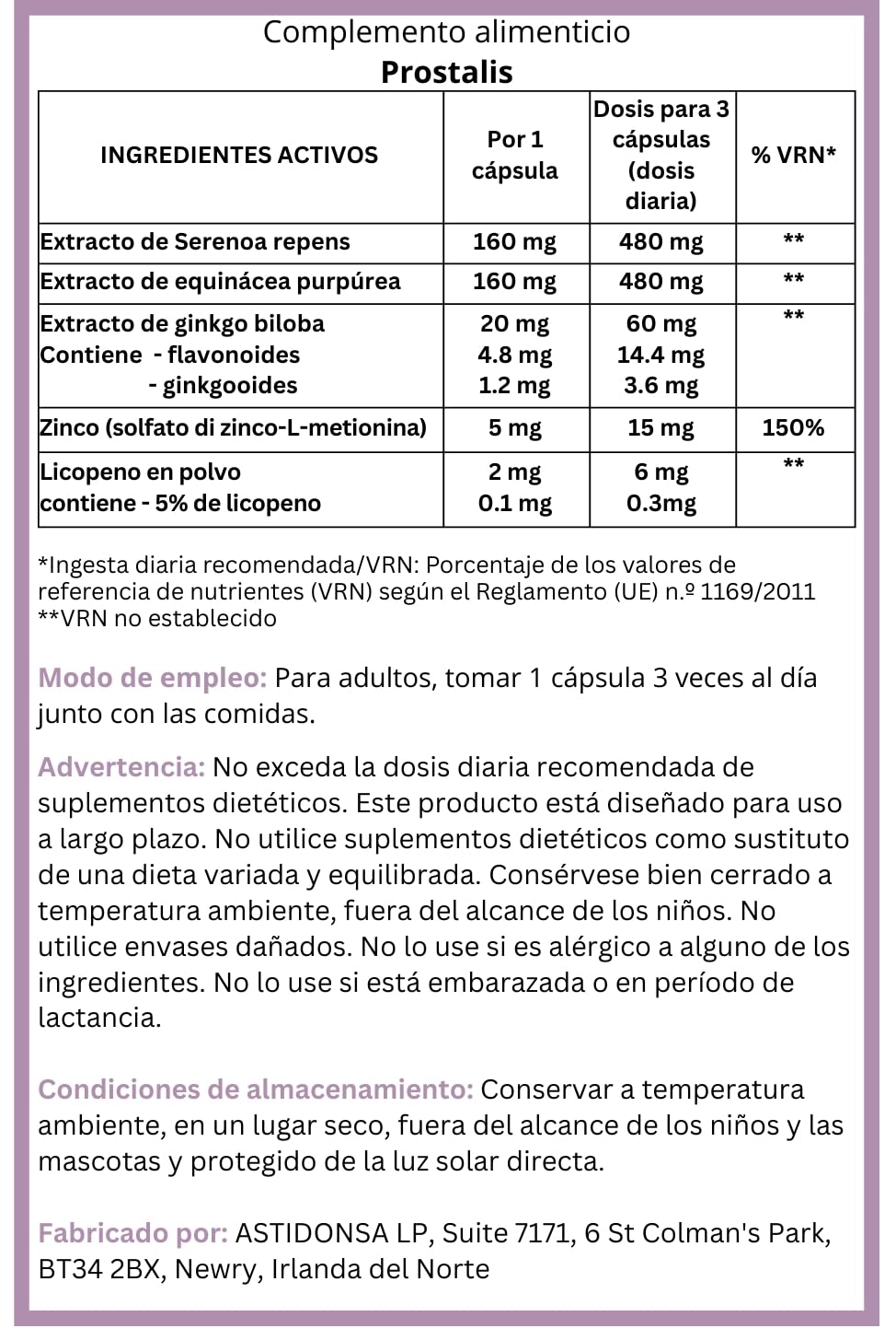 Prostalis – Complemento Alimenticio Vegetal para Hombres – 30 Cápsulas con Equinácea, Ginkgo biloba, Zinc y Licopeno. (3)