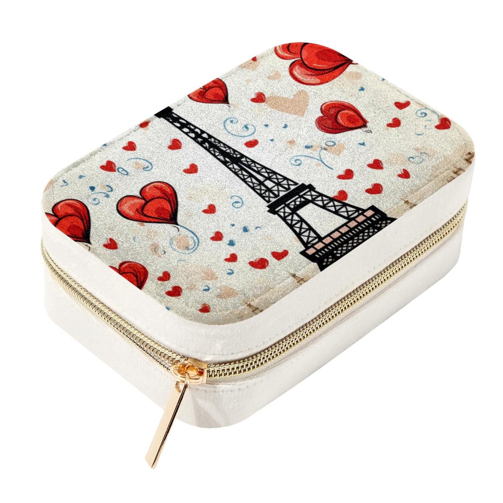 Boîte à bijoux de voyage en velours portable pour colliers bagues boucles