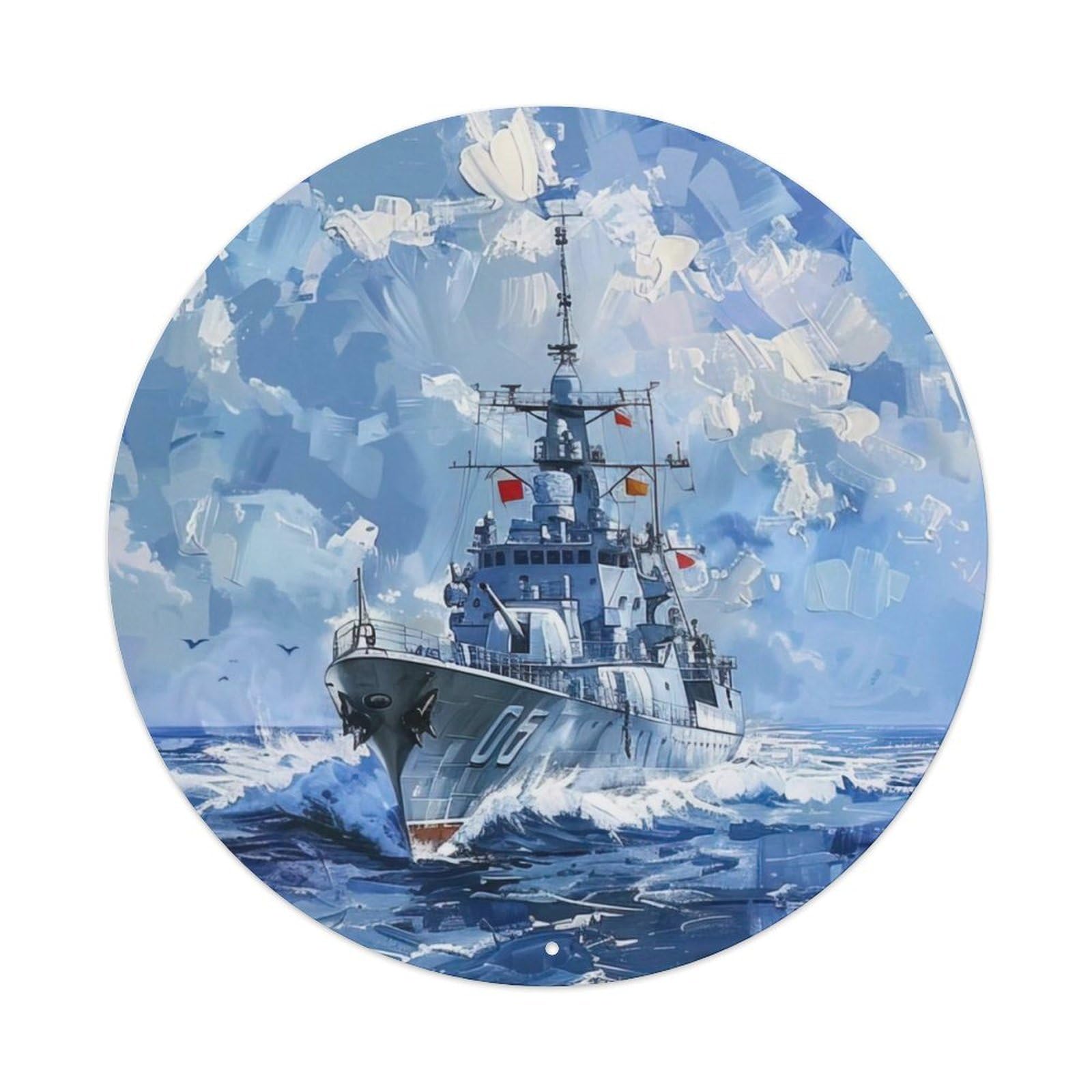 Battleship China 052D Destroyer Vintage Metal Tin Sign Plaque Wall Decor for Cafe, Club Bar, Office, Garden Metal Poster 8x8Inch