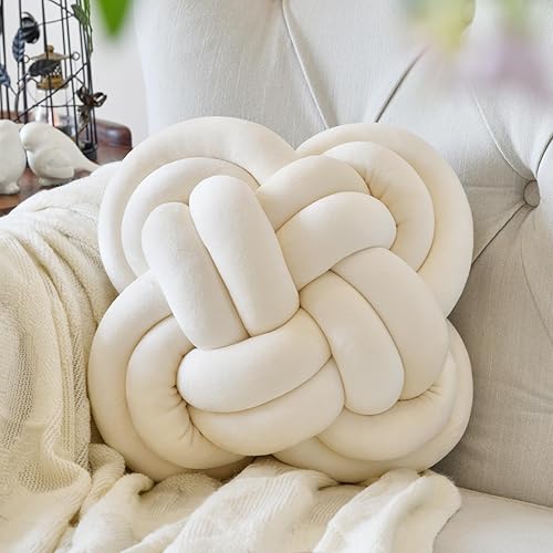 Miniatura 1 de Bola de almohada de nudo, almohadas decorativas con tela de terciopelo para sofá cama, decoración de 12 pulgadas, cojines cuadrados anudados para