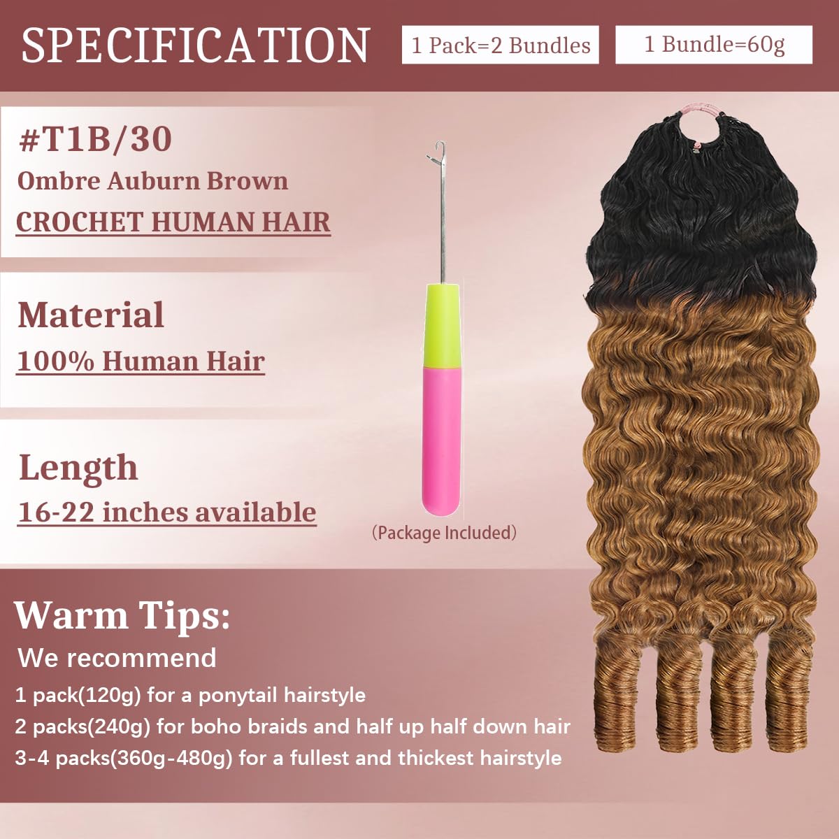 Burmese Curly Crochet Human Hair, 120g Knotless Pre-Separated Feather Bundles
