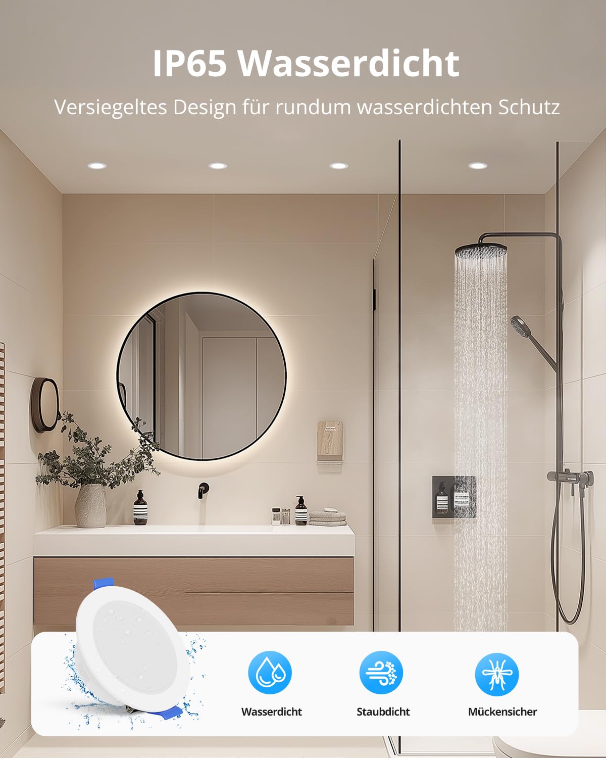 Gr4tec LED Einbaustrahler 230V Dimmbar, 6W LED Spots IP65, 3CCT, 10er Set | Warmweiß Neutralweiß Kaltweiß Deckenspots, Spots Deckenleuchte 68mm-80mm Lochmaß, 700LM Einbauspots für Badezimmer Küche