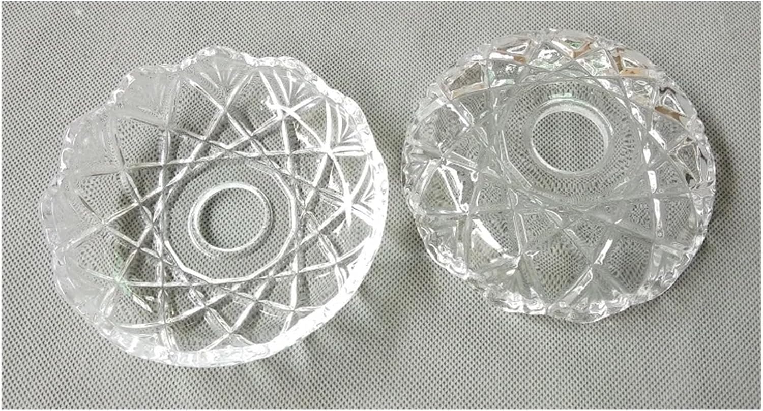 2Pcs Glass Crystal Dia120mm Bobeches Bowl Lamp Elbow Support Candle Holder Chandelier Tray(26mm Central Hole)