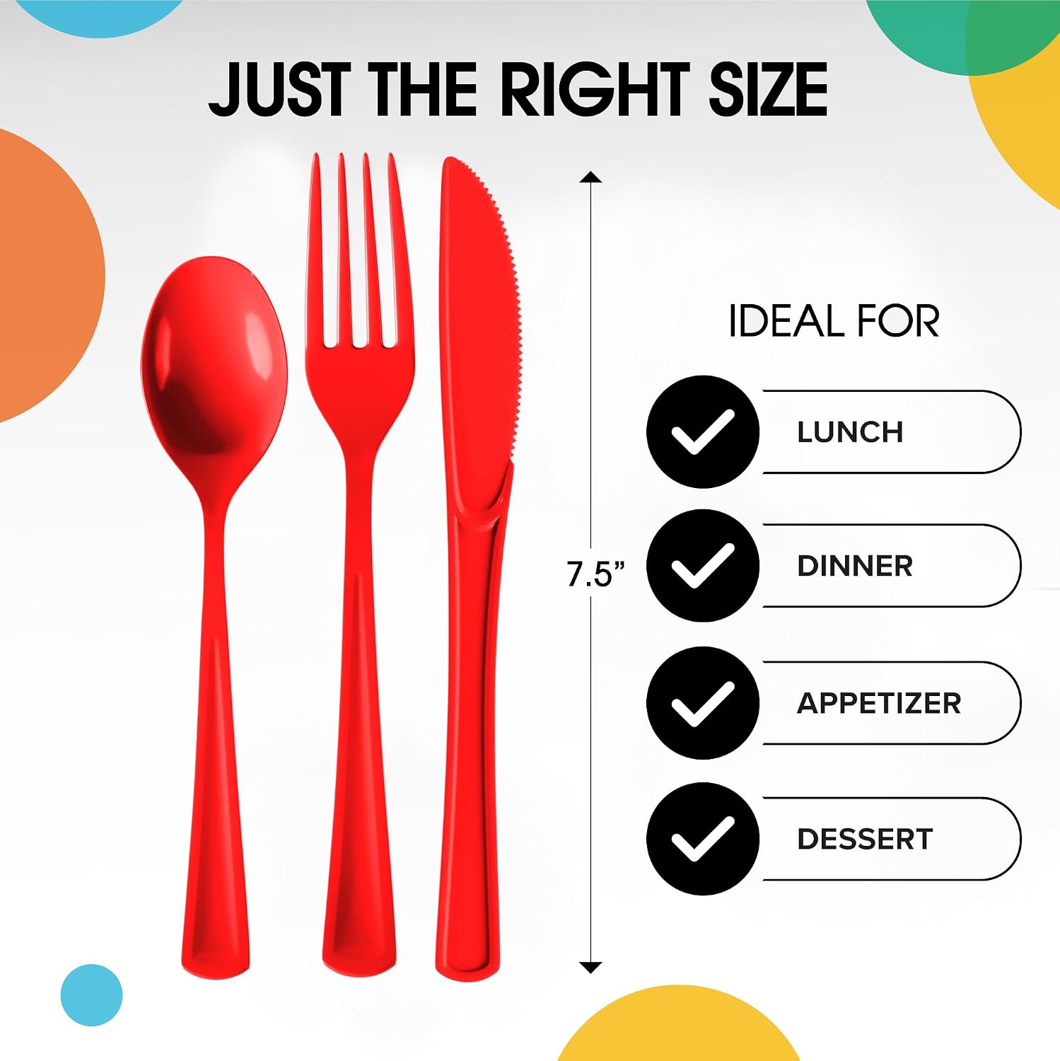 Party Solids Red Plastic Silverware Heavy Duty 150 Pieces Red Disposable Silverware Heavy Duty, Utensil Sets, 50 Of Each Forks, Knives & Spoons Disposable Cutlery Set For Party Supplies
