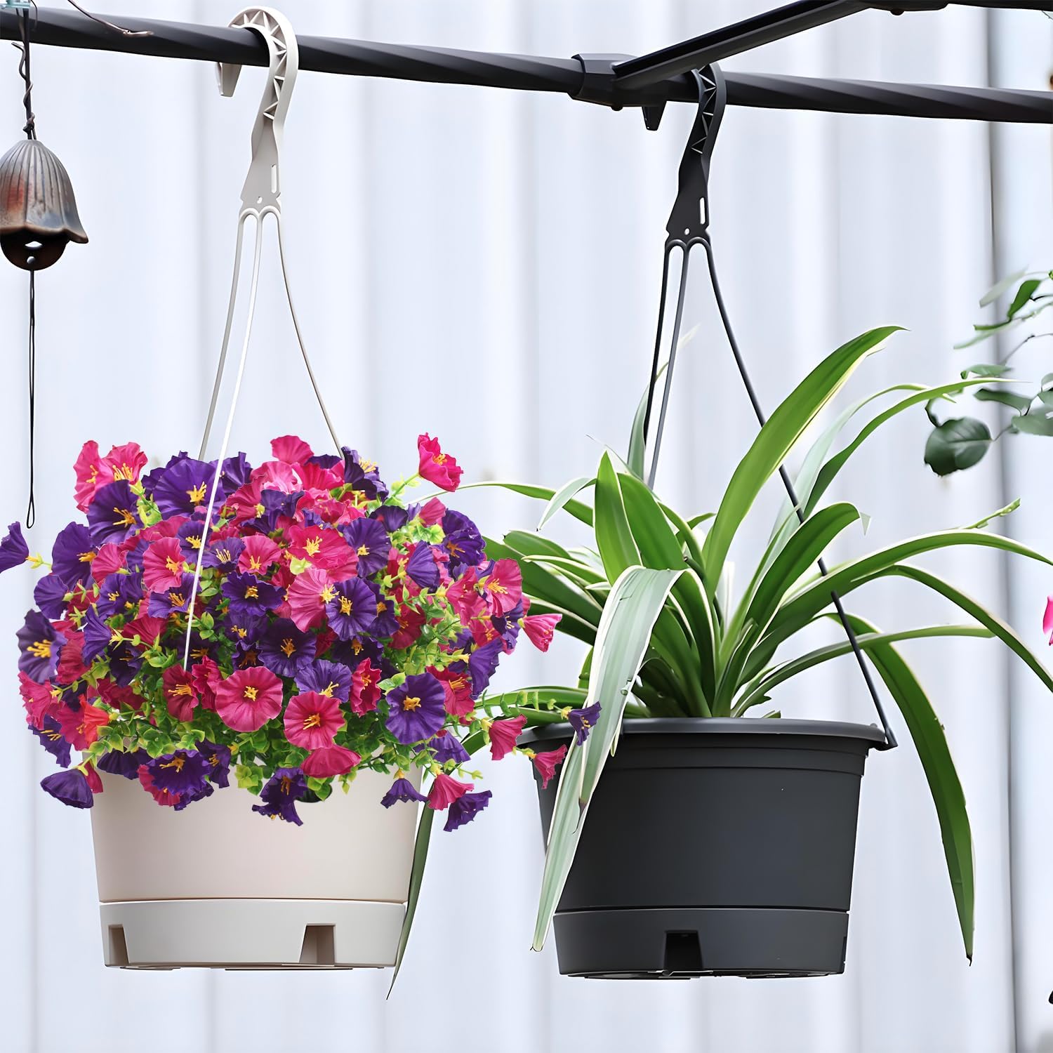 12 Bundle Artificial Flowers for Outdoor,UV Resistant Fake Silk Flowers, Realistic Faux Petunia Plants for Outside Indoor Porch Patio Window Box Planter Shrubs Home Decor Purple Fuchsia - Image 8