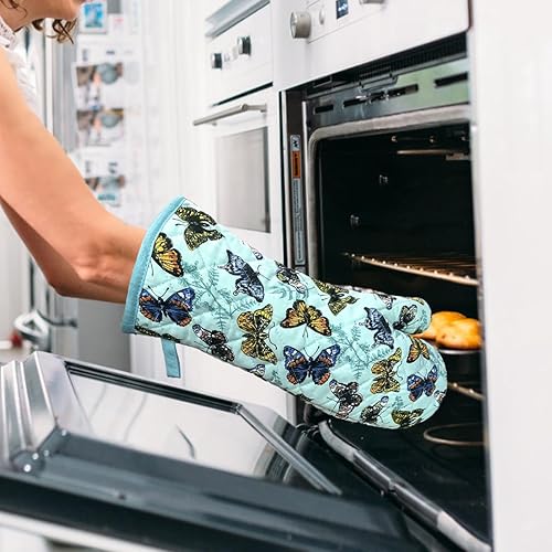 Miniatura 4 de Manoplas de horno de algodón a la moda, lindo diseño de gallo, 1 par de guantes de horno resistentes al calor, seguros para cocinar, hornear,