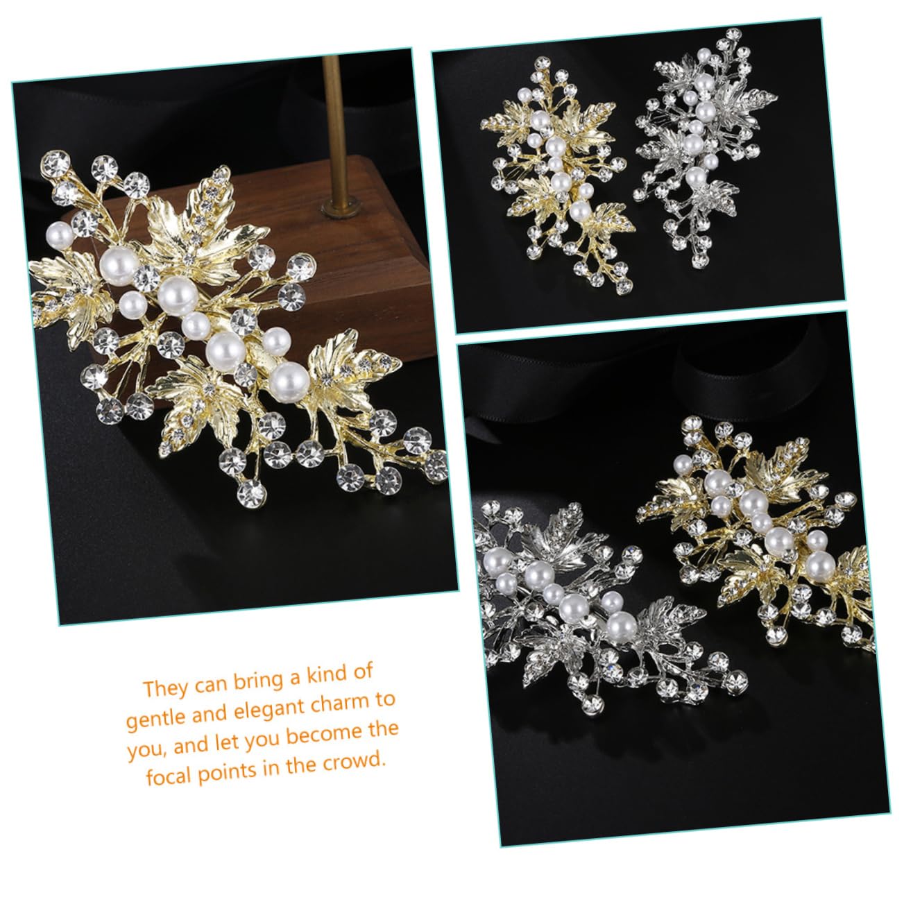 MAGICLULU 10piezas De Pelo Perlas y Diseño De Accesorios De Novia Brillantes Horquillas De Rincón Piedras De Rhinestone Clips De Cabello Elegantes y