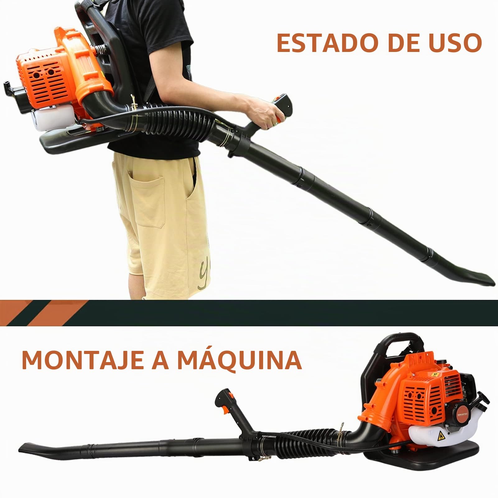 Soplador de hojas, mochila de volumen de aire de 550 CFM, soplador de hojas a gas, soplador de hojas de motor de gas de dos tiempos, mochila ABS,soplador de nieve, soplador de césped para exteriores